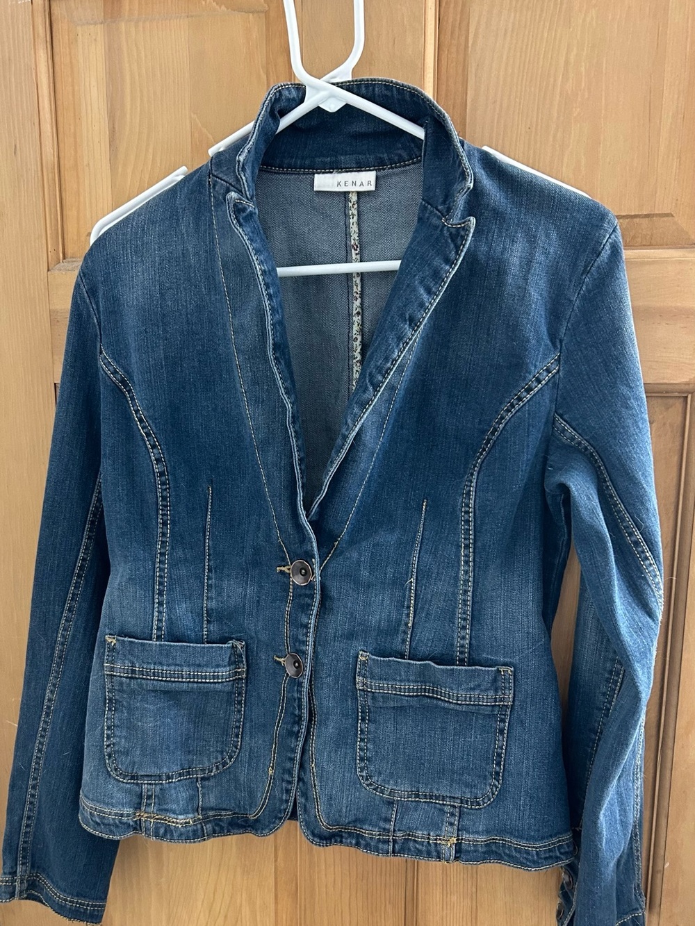 Kenar Women's Blue Denim Tailored Blazer Jacket